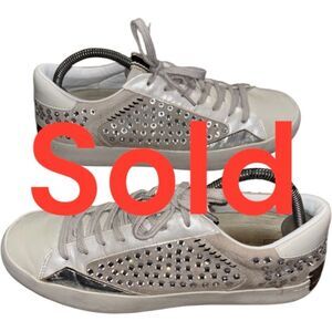 SHU SHOP Leather upper with Faux Diamonds women’s sneakers size 10.